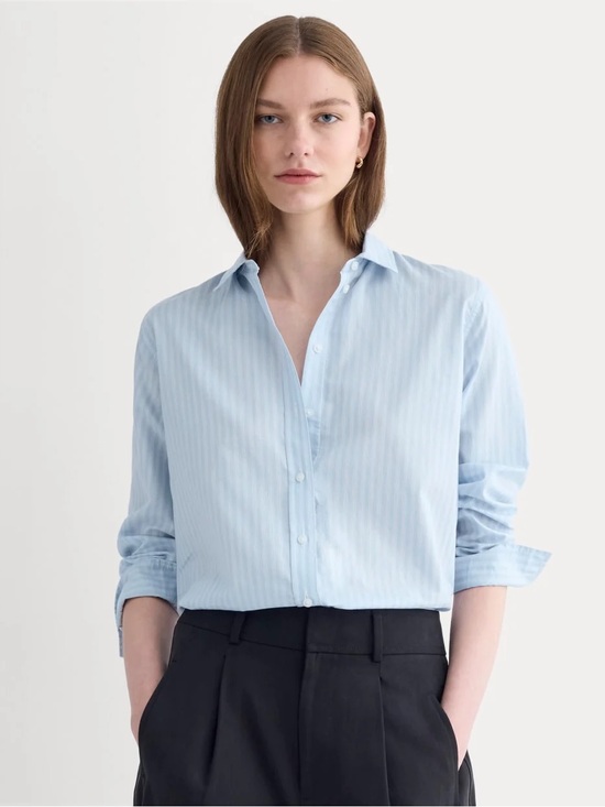 Tops - Everlane The Must-Have Shirt in Silky Cotton Forever Blue Optic White Size 2 NWT